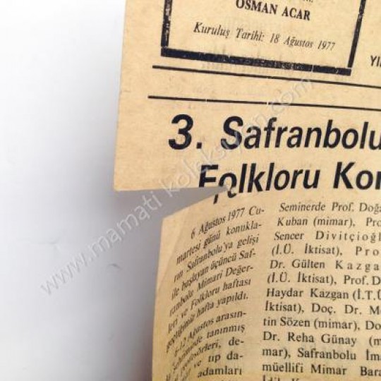 Özgörüş gazetesi, 25 Ağustos 1977, Sayı:1 Safranbolu - Efemera