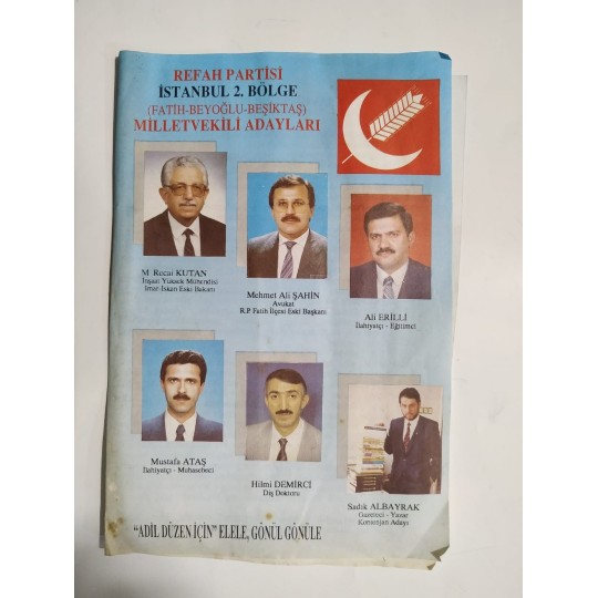Refah Partisi İstanbul 2. bölge Milletvekili adayları / Seçim broşürü  - Efemera