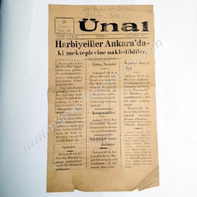 Ünal gazetesi, 28 - Eylül 1936, Sayı:347 Malatya - Efemera