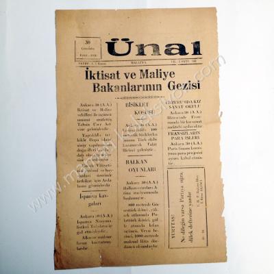 Ünal gazetesi, 30 - Eylül 1936, Sayı:348 Malatya - Efemera